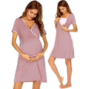 Ekouaer Nursing Nightgown Labor and Delivery Gown Dress Maternity Pajamas(Dusty Rose)