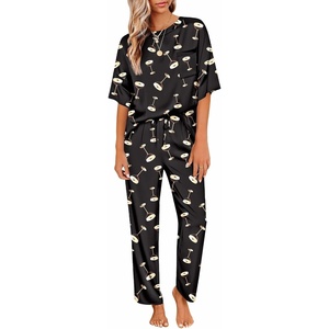 Ekouaer Pajamas for Women Set Silky Satin 2 Piece Lounge Sets with Pockets(Espresso Martini)
