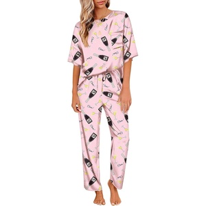 Ekouaer Pajamas for Women Set Silky Satin 2 Piece Lounge Sets with Pockets(Wine Glass)