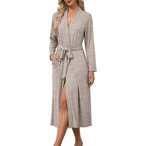 Ekouaer Robes for Women Lightweight Long Bathrobe Soft Knit Bath Robe S-2XL(Khaki)