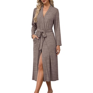 Ekouaer Robes for Women Lightweight Long Bathrobe Soft Knit Bath Robe S-2XL(Light Beige)