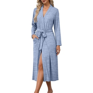 Ekouaer Robes for Women Lightweight Long Bathrobe Soft Knit Bath Robe S-2XL(Light Blue)