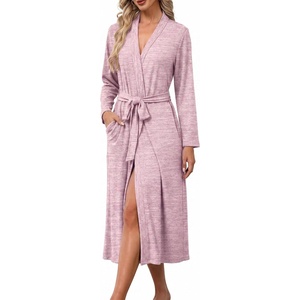 Ekouaer Robes for Women Lightweight Long Bathrobe Soft Knit Bath Robe S-2XL(Light Pink)