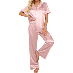 Ekouaer Silk Pajamas for Womens Set 2 Piece Fall Pjs Button Down Sleepwear(Pink)