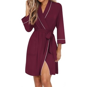 Ekouaer Women Robes Bathrobe Short Kimono Robe Soft Bathrobes with Pockets(Date Red)