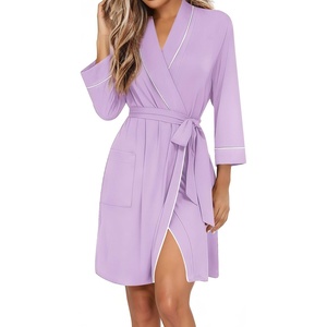Ekouaer Women Robes Bathrobe Short Kimono Robe Soft Bathrobes with Pockets(Light Purple)
