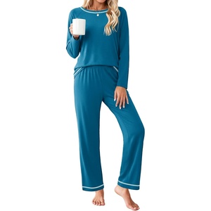 Ekouaer Women’s Pajama Sets Long Sleeve 2 Piece Lounge Sets 2026 Fall S-XXL(Blue Green)