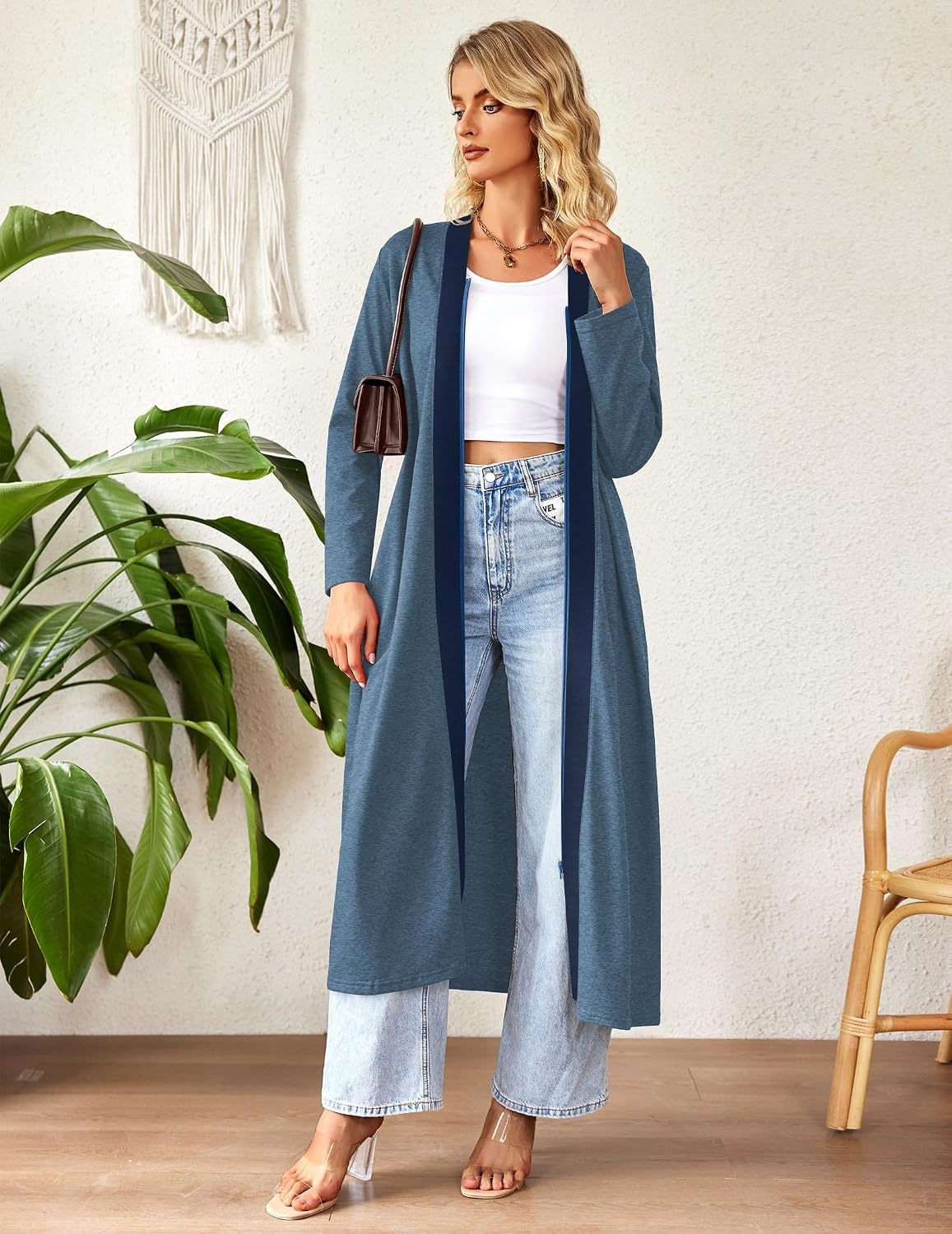 image:imageEkouaer Women Zipper Robe Long Sleeve Housecoat Soft Nightgown with PocketsBlue