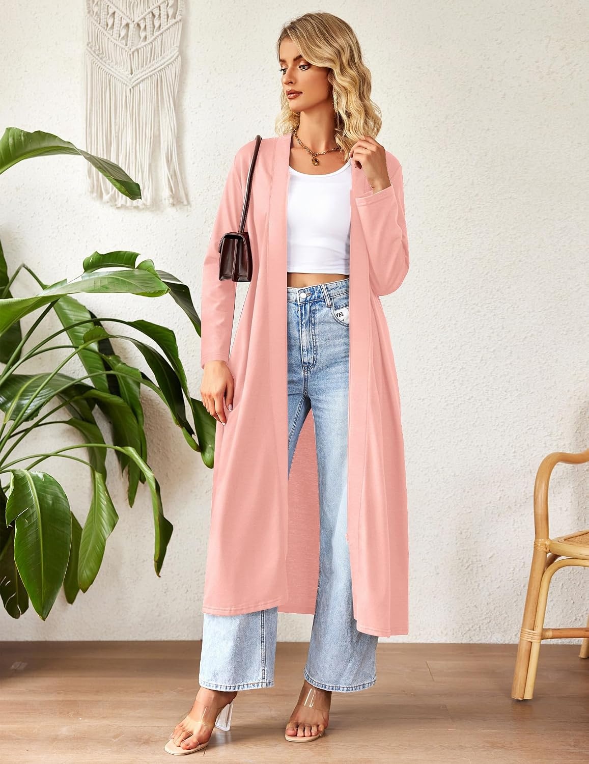 image:imageEkouaer Women Zipper Robe Long Sleeve Housecoat Soft Nightgown with PocketsLight Coralline