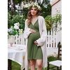 Ekouaer Labor and Delivery Gown for Hospital V Neck Maternity Nursing Dress(Army Green)