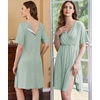 Ekouaer Labor and Delivery Gown for Hospital V Neck Maternity Nursing Dress(Celadon Green)