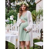 Ekouaer Labor and Delivery Gown for Hospital V Neck Maternity Nursing Dress(Celadon Green)