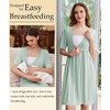 Ekouaer Labor and Delivery Gown for Hospital V Neck Maternity Nursing Dress(Celadon Green)
