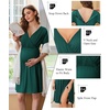 Ekouaer Labor and Delivery Gown for Hospital V Neck Maternity Nursing Dress(Dark Green)