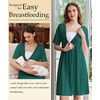 Ekouaer Labor and Delivery Gown for Hospital V Neck Maternity Nursing Dress(Dark Green)