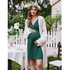 Ekouaer Labor and Delivery Gown for Hospital V Neck Maternity Nursing Dress(Dark Green)