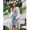 Ekouaer Labor and Delivery Gown for Hospital V Neck Maternity Nursing Dress(Dusty Blue)