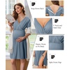 Ekouaer Labor and Delivery Gown for Hospital V Neck Maternity Nursing Dress(Dusty Blue)