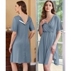 Ekouaer Labor and Delivery Gown for Hospital V Neck Maternity Nursing Dress(Dusty Blue)