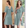 Ekouaer Labor and Delivery Gown for Hospital V Neck Maternity Nursing Dress(Dusty Green)