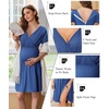 Ekouaer Labor and Delivery Gown for Hospital V Neck Maternity Nursing Dress(Grey Blue)