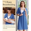 Ekouaer Labor and Delivery Gown for Hospital V Neck Maternity Nursing Dress(Grey Blue)