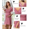 Ekouaer Labor and Delivery Gown for Hospital V Neck Maternity Nursing Dress(Grey Purple)