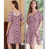 Ekouaer Labor and Delivery Gown for Hospital V Neck Maternity Nursing Dress(Grey Purple Red Heart)