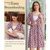 Ekouaer Labor and Delivery Gown for Hospital V Neck Maternity Nursing Dress(Grey Purple Red Heart)