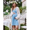 Ekouaer Labor and Delivery Gown for Hospital V Neck Maternity Nursing Dress(Lake Blue)