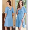Ekouaer Labor and Delivery Gown for Hospital V Neck Maternity Nursing Dress(Lake Blue)