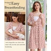 Ekouaer Labor and Delivery Gown for Hospital V Neck Maternity Nursing Dress(Light Blue Heart)