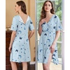 Ekouaer Labor and Delivery Gown for Hospital V Neck Maternity Nursing Dress(Light Blue Moon Planet Butterfly)