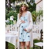 Ekouaer Labor and Delivery Gown for Hospital V Neck Maternity Nursing Dress(Light Blue Moon Planet Butterfly)