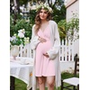 Ekouaer Labor and Delivery Gown for Hospital V Neck Maternity Nursing Dress(Light Pink)