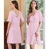 Ekouaer Labor and Delivery Gown for Hospital V Neck Maternity Nursing Dress(Light Pink)