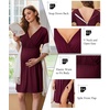 Ekouaer Labor and Delivery Gown for Hospital V Neck Maternity Nursing Dress(Maroon)