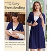 Ekouaer Labor and Delivery Gown for Hospital V Neck Maternity Nursing Dress(Navy Blue)