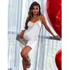 Ekouaer Lingerie for Women Satin Nightgowns Sexy Sleepwear Silk Slip Nighty(White)