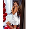Ekouaer Lingerie for Women Satin Nightgowns Sexy Sleepwear Silk Slip Nighty(White)