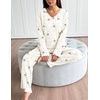Ekouaer Lounge Sets for Women Long Sleeve Knit Ribbed Pajama Sets 2 Piece Casual Loungewear with Pockets(Apricot Bow-knot)