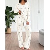Ekouaer Lounge Sets for Women Long Sleeve Knit Ribbed Pajama Sets 2 Piece Casual Loungewear with Pockets(Apricot Bow-knot)