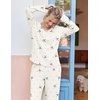 Ekouaer Lounge Sets for Women Long Sleeve Knit Ribbed Pajama Sets 2 Piece Casual Loungewear with Pockets(Apricot Bow-knot)