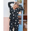 Ekouaer Lounge Sets for Women Long Sleeve Knit Ribbed Pajama Sets 2 Piece Casual Loungewear with Pockets(Gray Stars)