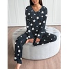 Ekouaer Lounge Sets for Women Long Sleeve Knit Ribbed Pajama Sets 2 Piece Casual Loungewear with Pockets(Gray Stars)