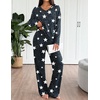 Ekouaer Lounge Sets for Women Long Sleeve Knit Ribbed Pajama Sets 2 Piece Casual Loungewear with Pockets(Gray Stars)