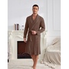 Ekouaer Mens Robes Lightweight Waffle Knit Kimono Bathrobe Long Sleeve Sleepwear Soft Knee Length Robe with Pockets(Brown)