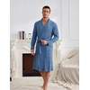 Ekouaer Mens Robes Lightweight Waffle Knit Kimono Bathrobe Long Sleeve Sleepwear Soft Knee Length Robe with Pockets(Navy)