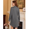 Ekouaer Nightgowns for Women Long Sleeve Night Gown Button Pajama Dress(Dark Grey)