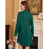 Ekouaer Nightgowns for Women Long Sleeve Night Gown Button Pajama Dress(Green)